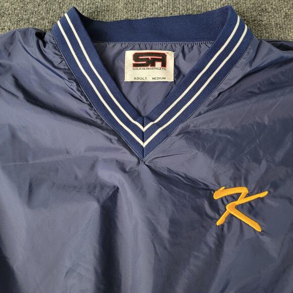 Southern Athletic Pullover Jacket Mens Medium Blue V Neck Windbreaker Nylon - Picture 2 of 8
